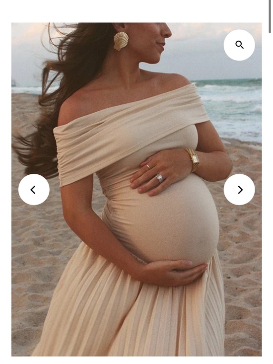 Momyknows Dresses & Skirts - Momyknows Apricot Off Shoulder Ruched Pleated Big Swing Maternity Dress- M